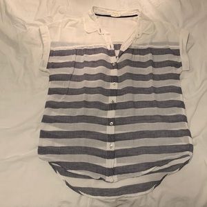 Anthropologie Hei Hei Sheer Navy & White Striped Button Down